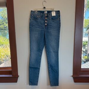 NWT J Crew 9” Toothpick Jeans with Perfecting Pockets size 29T